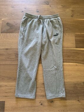 Puma men’s Grey straight wide leg Sweatpants Drawstring Waist size XL